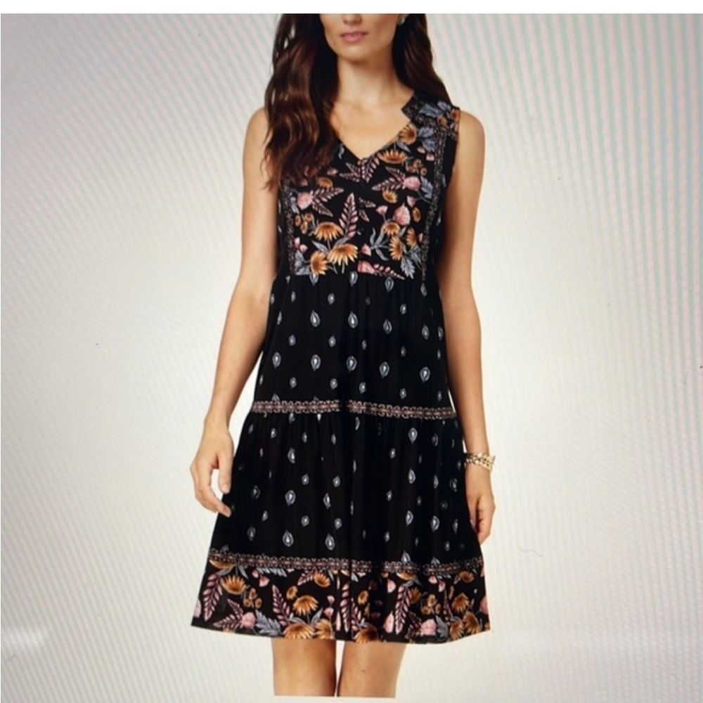Style&Co tank dress floral black print size PP